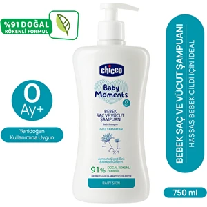 Baby Moments Doğal Bebek Saç ve Vücut Şampuanı Göz Yakmayan Arındırıcı Etki 750 ml