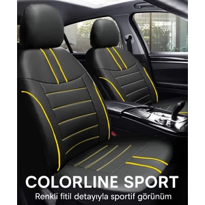 Fiat Linea 2007–2017 Colorline Sport Serisi Deri Siyah Sarı Koltuk Kılıfı