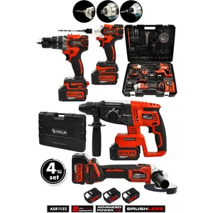 Profesyonel 21V 4'lü Set Taşlama & Kırıcı Delici Hilti & Somun Sıkma Sökme & Matkap