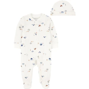 Erkek Bebek Ekru Tulumlu Set