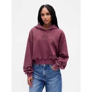 Kadın Bordo Gap Logo Vintagesoft Crop Fleece Sweatshirt