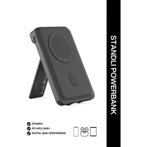 Iwalk Mag-X Magsafe Uyumlu Standlı 5.000MAH Powerbank MXB003 Sıyah