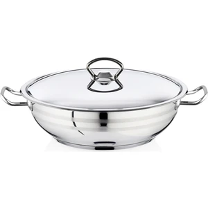 36x13 cm Flanşlı Kulp Çelik Kapaklı Çelik Kısa Tencere-12 Litre