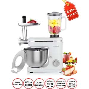 3in1 6lt Hamur Yoğurma Makinesi Cam Smoothie Hazne Blender Kıyma Makinesi Karıştırıcı Mikser Makinesi