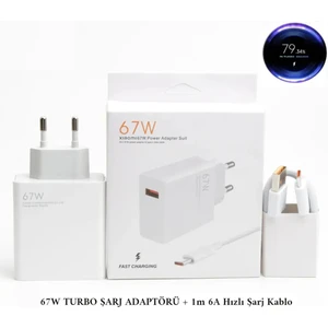 67W Turbo Şarj Cihazı Aleti 6A Kablo/adaptör Seti Type C USB Xiaomi Redmi Samsung Uyumlu Duvar Tipi