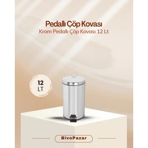 Krom Pedallı Metal Çöp Kovası