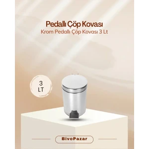 Krom Pedallı Metal Çöp Kovası