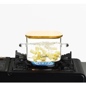 Cambu Bambu Kapaklı Borosilikat Cam Mini Tencere 700 ml