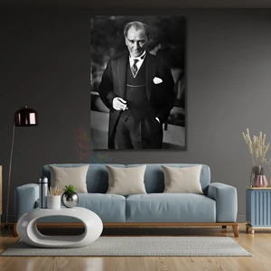 Siyah Beyaz Atatürk Portresi Kanvas Tablo Mustafa Kemal Atatürk Tablo Modeli Ev Ofis Dekoru