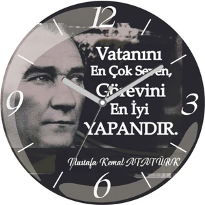 Atatürk Bombeli Gerçek Cam Duvar Saati