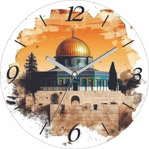 Filistin Mescid-I Aksa Kudüs Sessiz Akar Bombeli Gerçek Cam Duvar Saati
