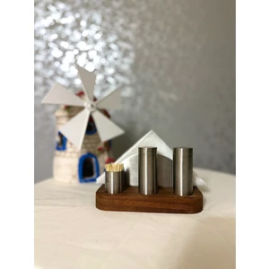 Tuzluk Karabiberlikli Peçetelikli Set 304 Kalite Ahşap Ireco