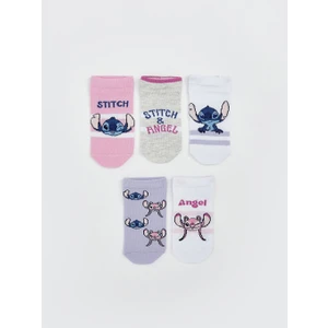 Lc Waikiki Yeni Sezon Lilo ve Stitch Desenli Kiz Cocuk Patik Corap 5'li - S5LM76Z4