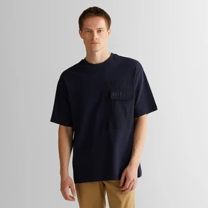Erkek Lacivert Relaxed Fit Bisiklet Yaka Logolu T-Shirt