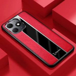 Tecno Spark 20 Uyumlu Kılıf Zebana Premium Deri Kılıf Kırmızı