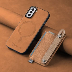 Samsung Galaxy S25 Uyumlu Kılıf Zebana 2in1 Kartlıklı Best Deri Kılıf Kahverengi