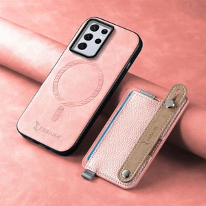 Samsung Galaxy S25 Ultra Uyumlu Kılıf Zebana 2in1 Kartlıklı Best Deri Kılıf Pembe