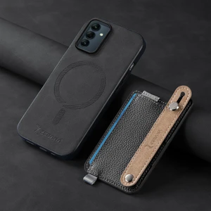 Samsung Galaxy A16 Uyumlu Kılıf Zebana 2in1 Kartlıklı Best Deri Kılıf Siyah