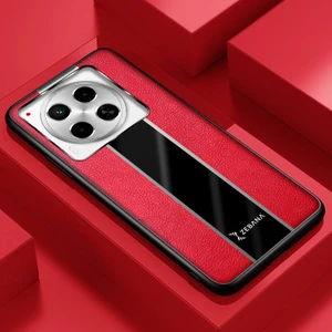 Tecno Camon 30 Pro Uyumlu Kılıf Zebana Premium Deri Kılıf Kırmızı