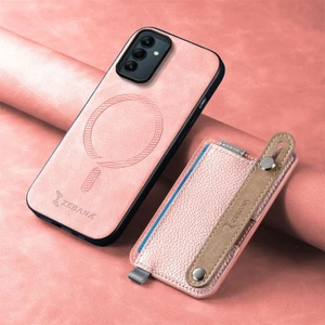 Samsung Galaxy A16 Uyumlu Kılıf Zebana 2in1 Kartlıklı Best Deri Kılıf Pembe