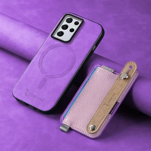 Samsung Galaxy S25 Ultra Uyumlu Kılıf Zebana 2in1 Kartlıklı Best Deri Kılıf Mor
