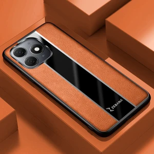 Tecno Spark 20 Uyumlu Kılıf Zebana Premium Deri Kılıf Kahverengi