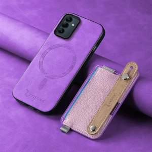 Samsung Galaxy A16 Uyumlu Kılıf Zebana 2in1 Kartlıklı Best Deri Kılıf Mor