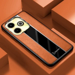 Infinix Hot 40I Uyumlu Kılıf Zebana Premium Deri Kılıf Kahverengi
