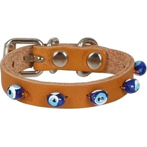 Boncuklu Deri Küçük Irk Köpek ve Kedi Boyun Tasması Xsmall