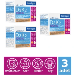 Vitamin D3K2 Damla 20 Ml (1000 Iu)- 3 Adet