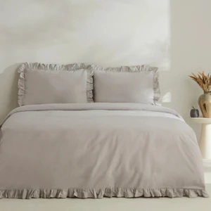 Karaca Home Pure Ruffle %100 Pamuk Çift Kişilik Nevresim Takımı Açık Gri