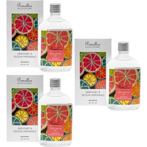 Kolonya Greyfurt & Sicilya Portakalı  3 Adet (3X250 Ml, 80 Derece, Cam Şişe)