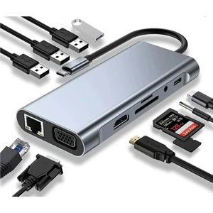 Hb-10/FC31 11 in1 Macbook Uyumlu Type-C To Gigabit Ethernet-4k HDMI Çevirici Dönüştürücü Adaptör