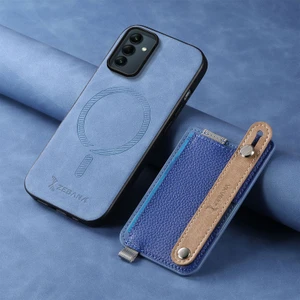 Samsung Galaxy A16 Uyumlu Kılıf Zebana 2in1 Kartlıklı Best Deri Kılıf Mavi