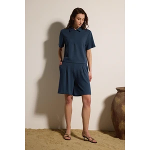 Dökümlü Interlok Bermuda Şort