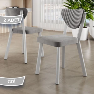 Arfe Serisi 2 Adet Gri Mutfak Sandalyesi Beyaz Metal Iskeletli 1. Sınıf Babyface Kumaş