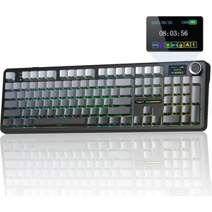 F108 Pro Ekranlı Mekanik Klavye Nimbus Switch Rgb Hot Swap 8000MAH Makrolu Oyuncu Klavyesi Gri