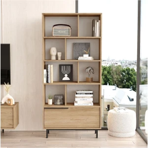 Bohem Kitaplık Raf Metal Ayaklı 176CM Kapaklı Sepet Boh4-S