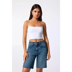Ip  Askılı Ribana Kumaş Crop Atlet