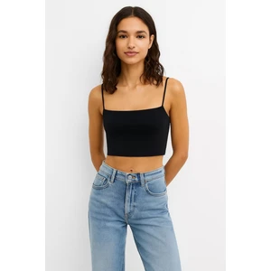 Ip  Askılı Ribana Kumaş Crop Atlet