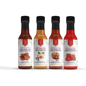 Nish Karamel, Vanilya, Fındık, Çilek Aromalı Şurup 4'lü Set (4X250 Ml)-Pet Şişe