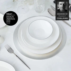 x Hussein Chalayan Streamline Sun Path New Bone 59 Parça 12 Kişilik Yemek Takımı Platin