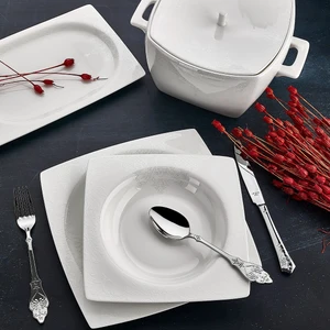 AR 45002 Bone Square Porselen 60 Parça Yemek Takımı