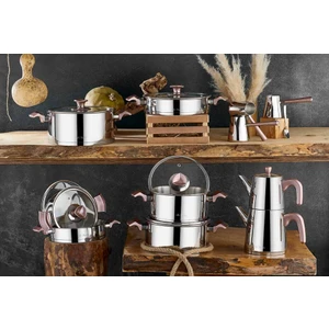 King İdeal 20 Parça Cam Kapak Çelik Çeyiz Seti - Rose Gold