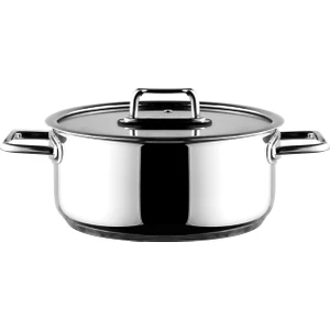 Colombus Metal Kulp Cam Kapak Derin Tencere - 22 Cm