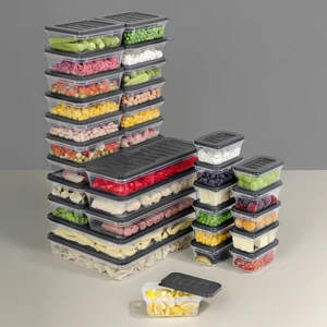 32 Parça Mikrodalga ve Difrize Uygun Saklama Kabı - 2X2400ML 6X1170ML 12X600ML 12X240ML Antrasit