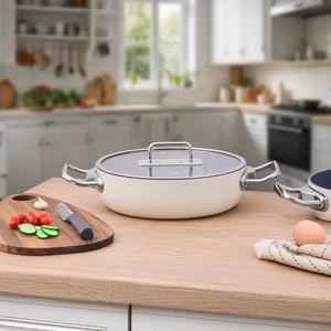 Colombus Crystal Metal Kulp Cam Kapak Kısa Tencere - 24 Cm