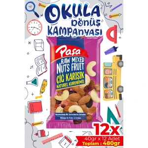 Paşa Kuruyemiş Çiğ Karışık Naturel Kuruyemiş 40 gr x 12 Adet
