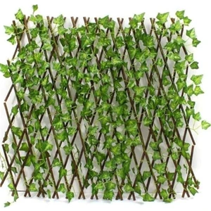 Vizyon Yapay Çiçek  2 Adet Akordiyon Çit Yapay Sarmaşık Lı Duvar Dekoru 120X300 cm Çit Yapraklı Sarmaşık