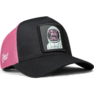 V1 Trucker Space - 1 Kod Logolu Unisex Siyah-Pembe Şapka